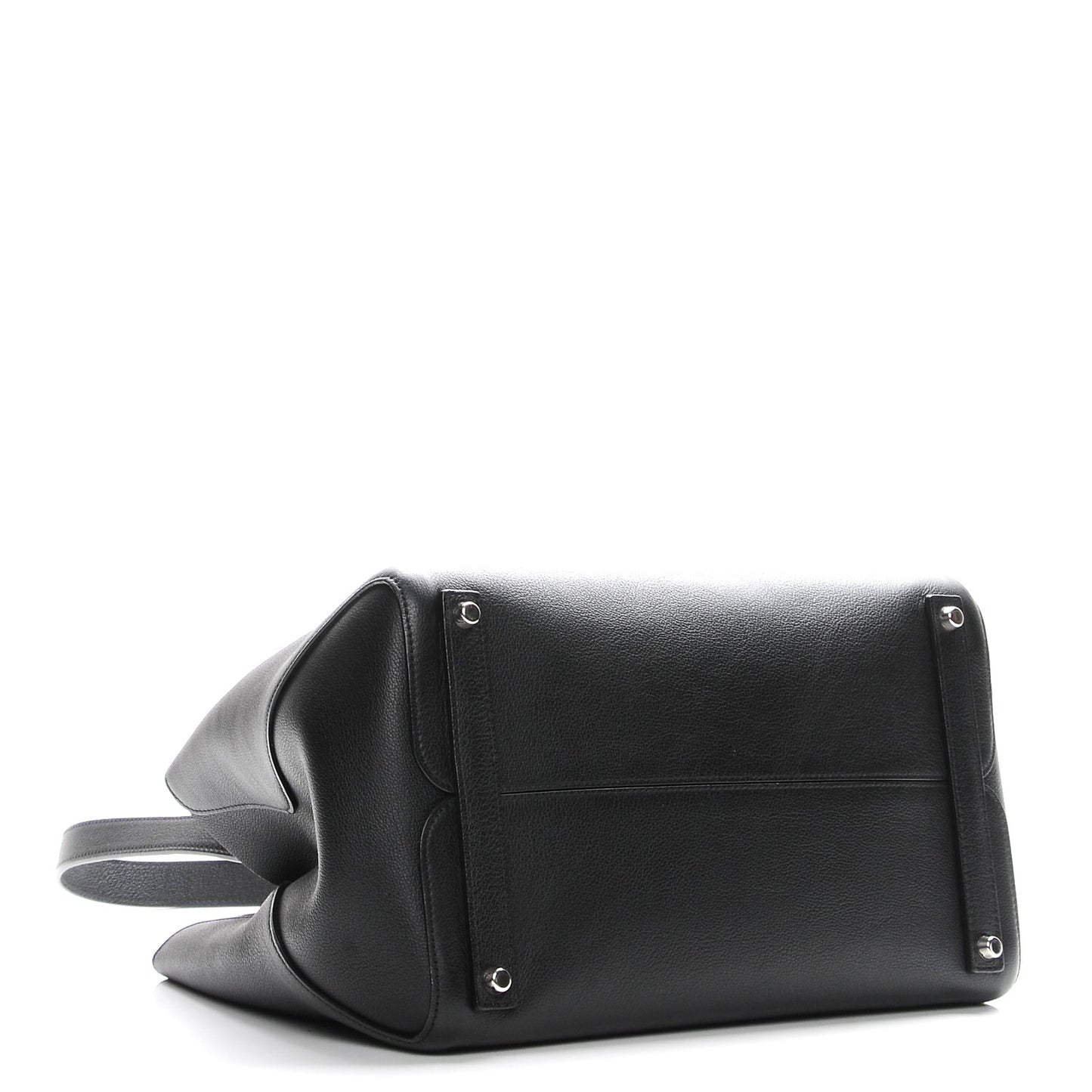 Supple Grained Calfskin Large Open Bar Tote Black