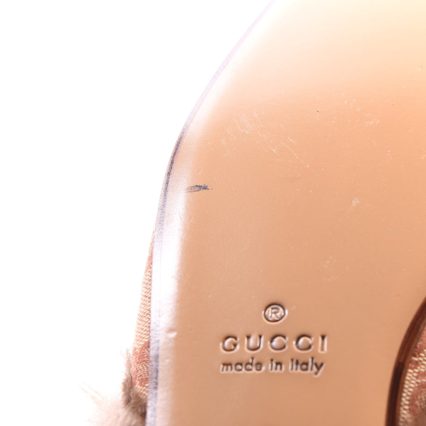 GG Monogram Fur Mens Princetown Slippers 8 Beige Ruggine Rust