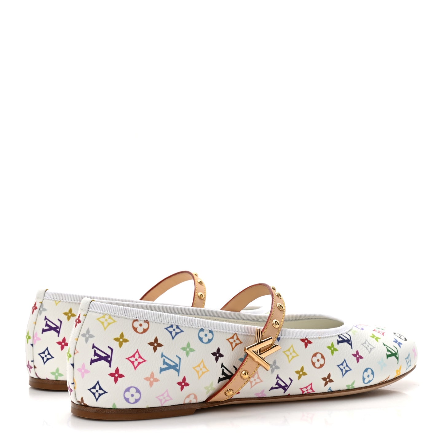 LV X TM Monogram Multicolor Romy Flat Ballerinas 38.5 White