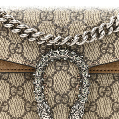 Gucci GG Supreme Monogram Suede Crystal Small Dionysus Shoulder Bag Beige Ebony Taupe 8 of 12