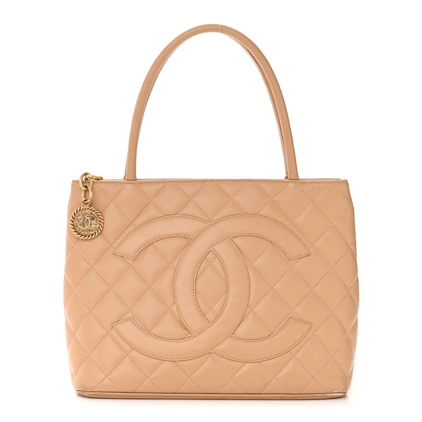 Caviar Quilted Medallion Tote Beige