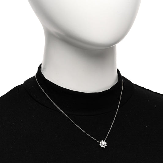 Platinum Diamond Petite Sunflower Pendant Necklace