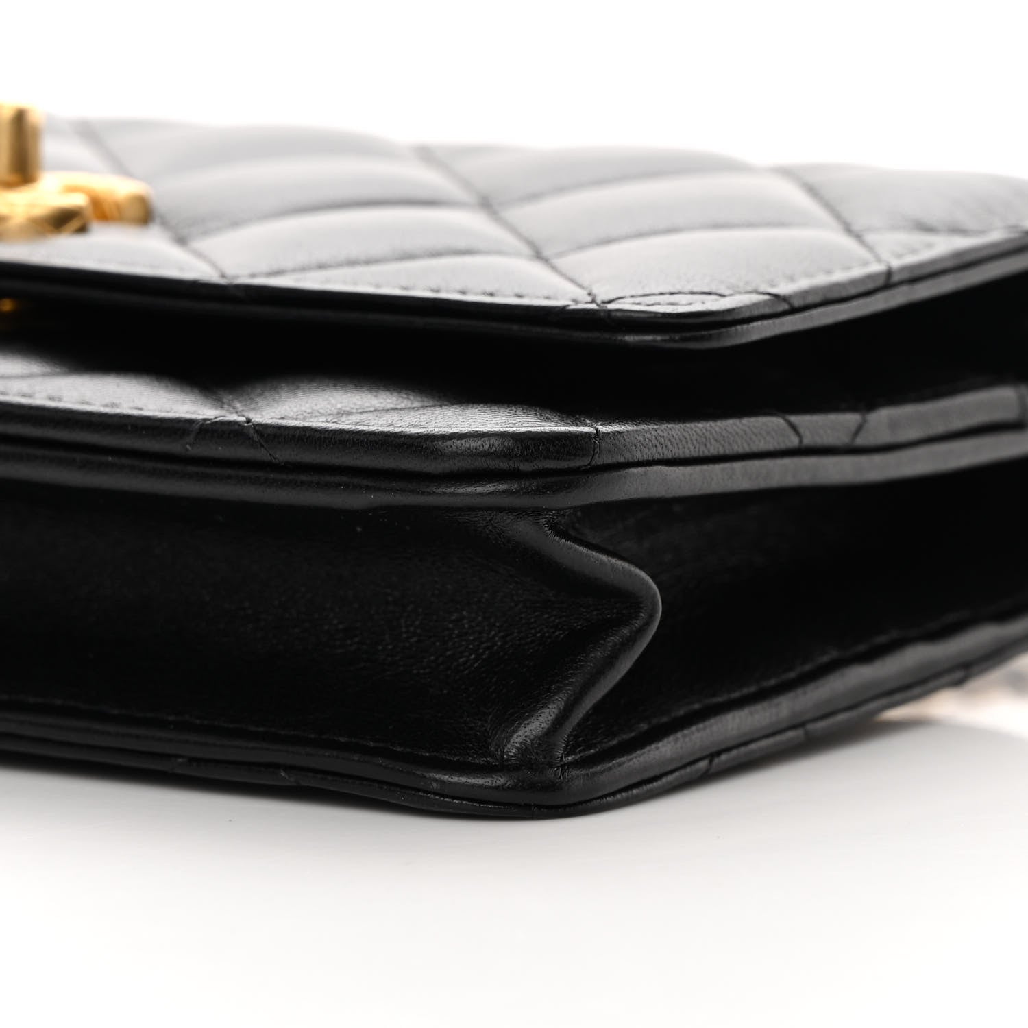 Chanel Lambskin Quilted Logo WOC Wallet On Chain Black 12 of 15