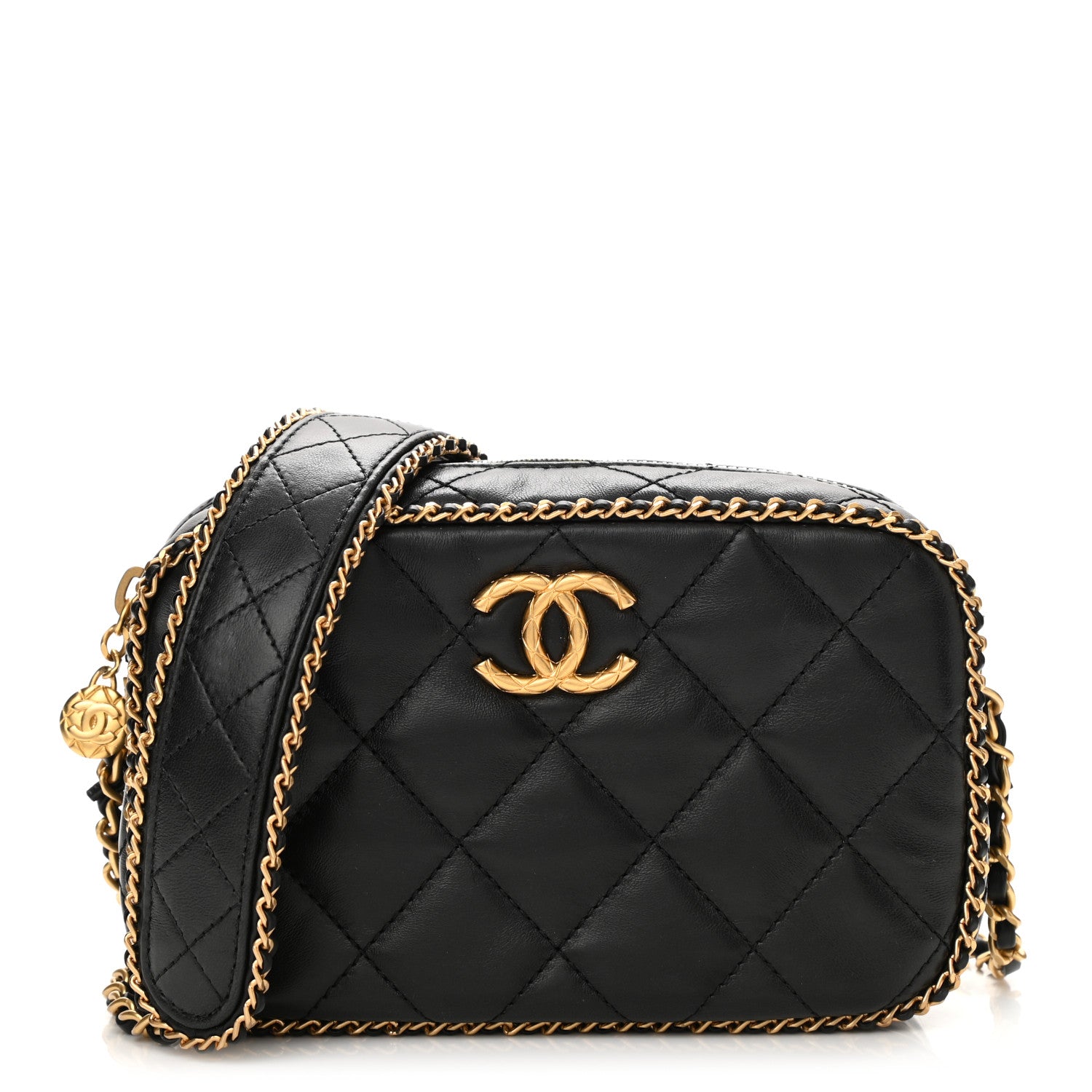 Chanel Lambskin Quilted Chain CC Mini Camera Case Black 1 of 10
