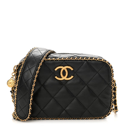 Chanel Lambskin Quilted Chain CC Mini Camera Case Black 1 of 10
