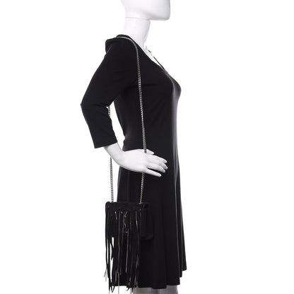 Saint Laurent Suede Fringe Chain Monogram Satchel Black 2 of 9
