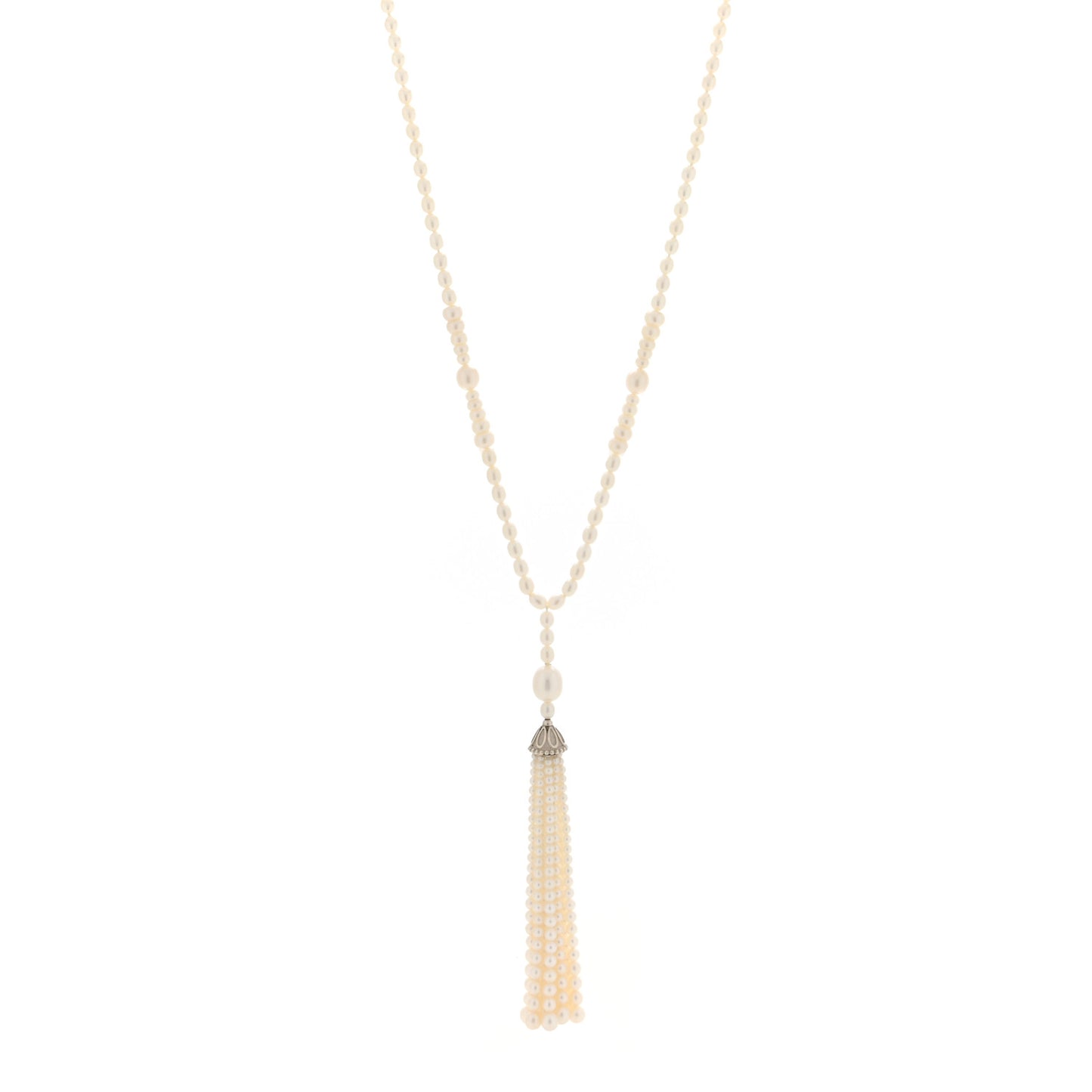 Sterling Silver Freshwater Pearl Ziegfeld Tassel Necklace