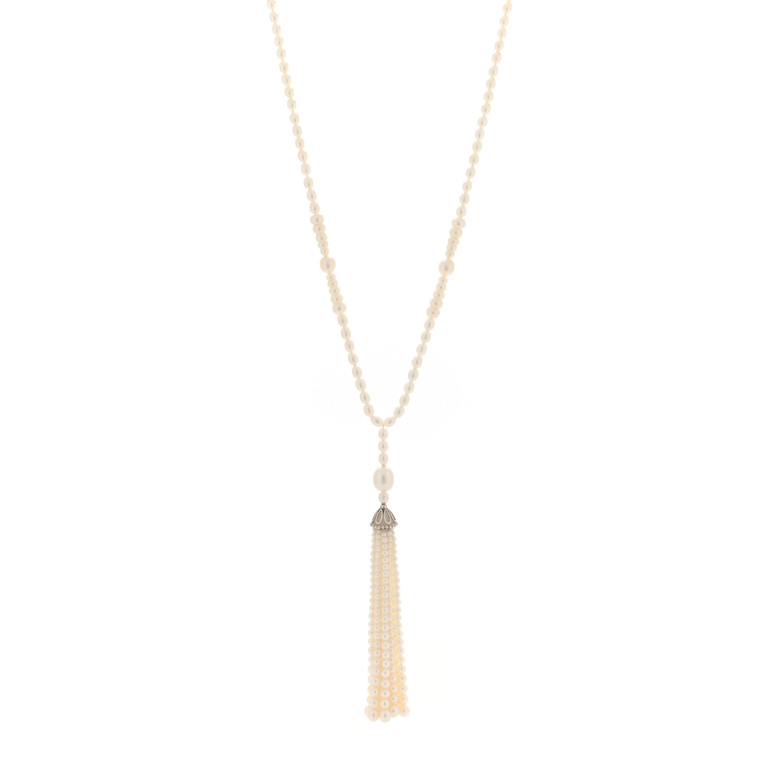 Tiffany Sterling Silver Freshwater Pearl Ziegfeld Tassel Necklace 1 of 4