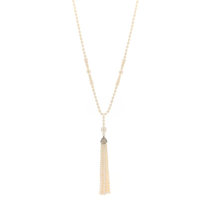 Tiffany Sterling Silver Freshwater Pearl Ziegfeld Tassel Necklace 1 of 4