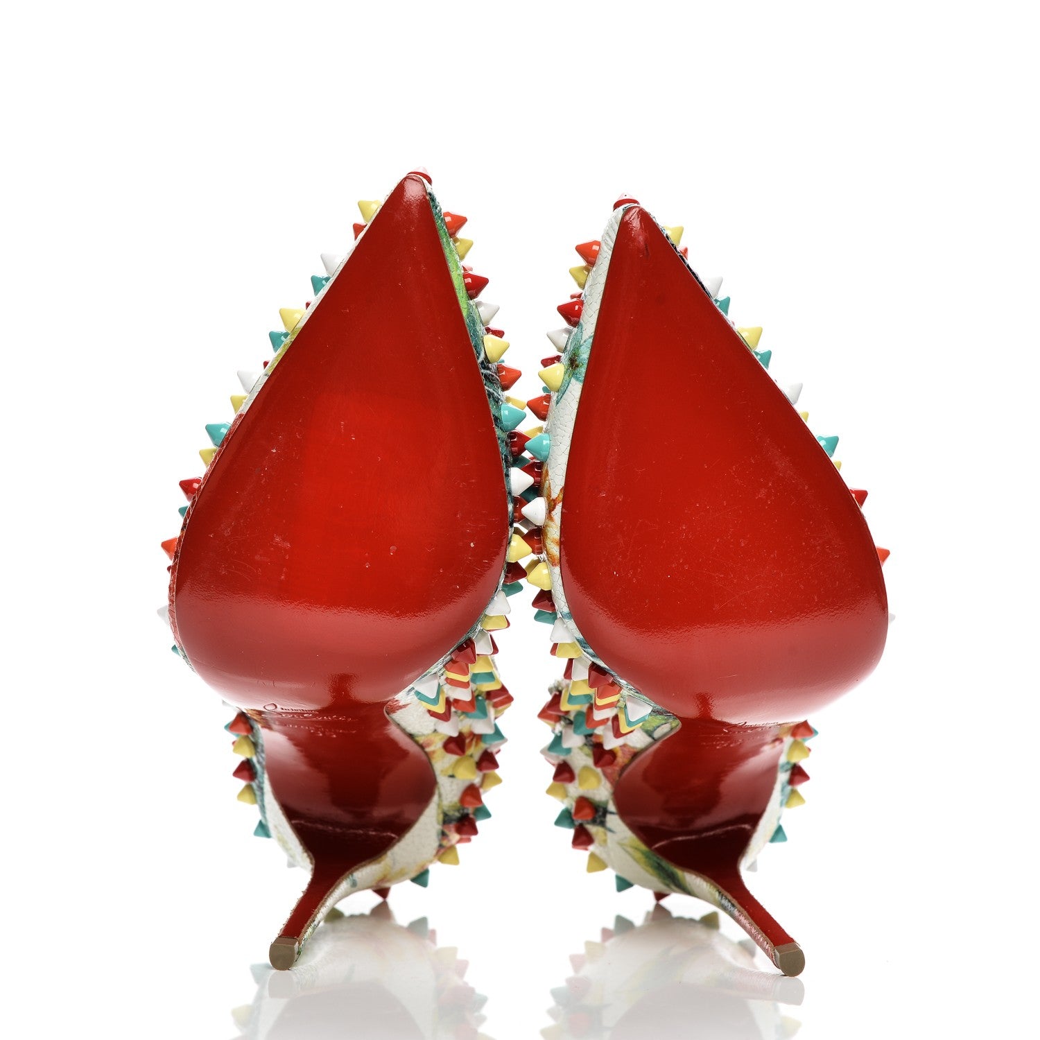 Christian Louboutin Crackled Calfskin Hawaiian Print Follies Spikes 120 Pumps 35 White Multi 5 of 7