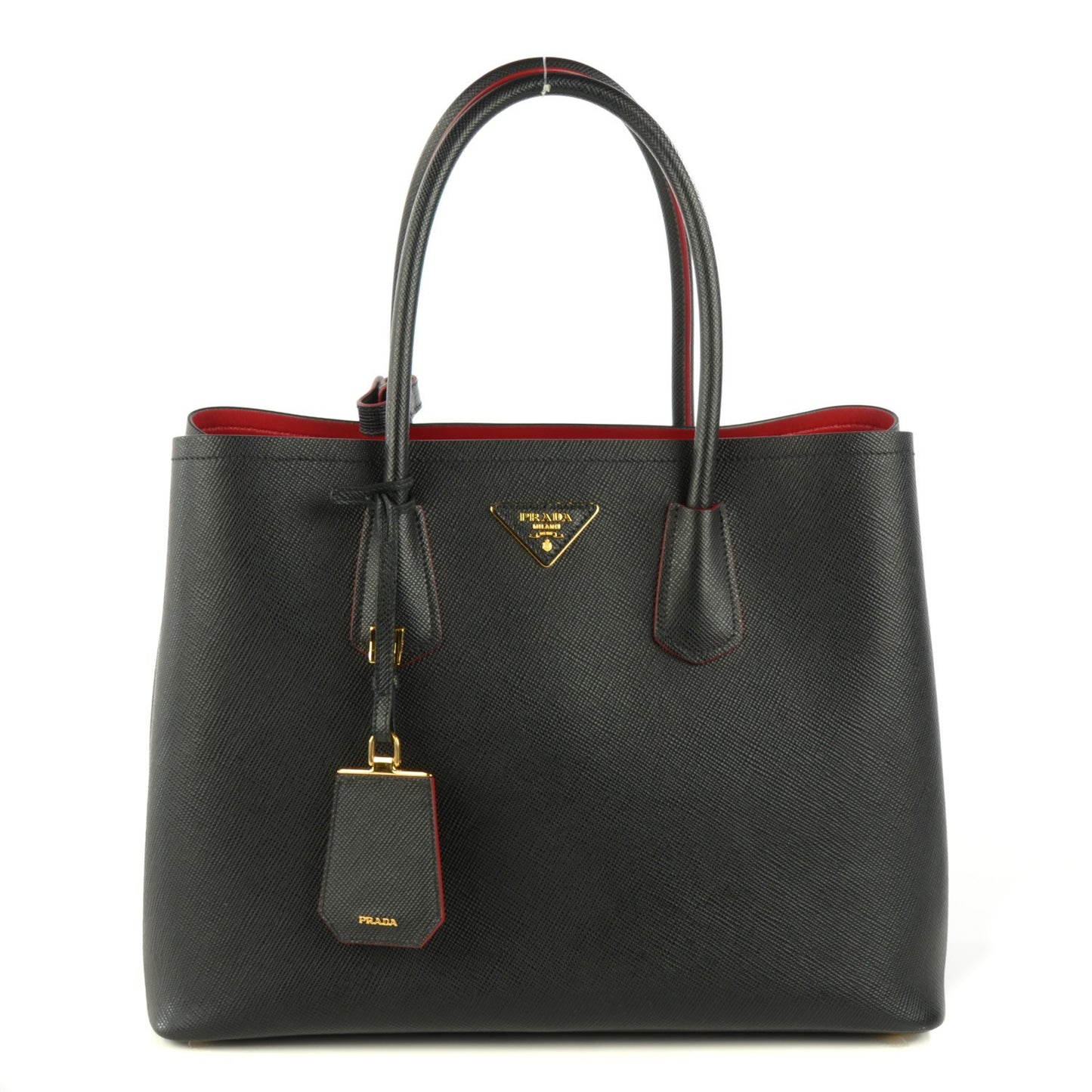 Saffiano Cuir Large Double Bag Nero Black