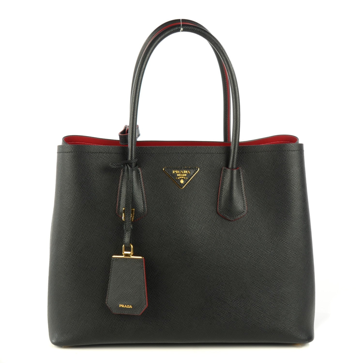 Prada Saffiano Cuir Large Double Bag Nero Black 3 of 24