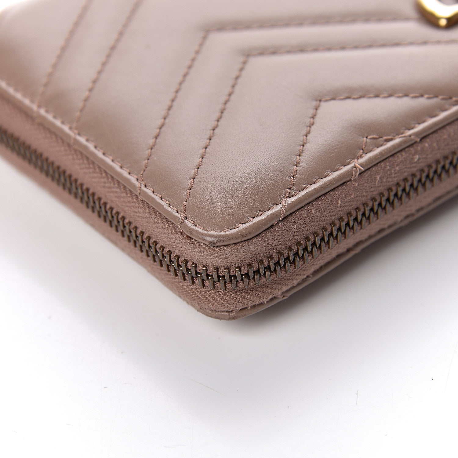 Gucci Calfskin Matelasse GG Marmont Zip Around Organizer Wallet Porcelain Rose 14 of 17