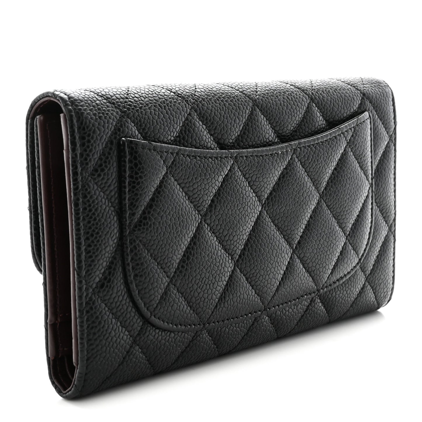 Caviar Quilted Large Flap Wallet Black