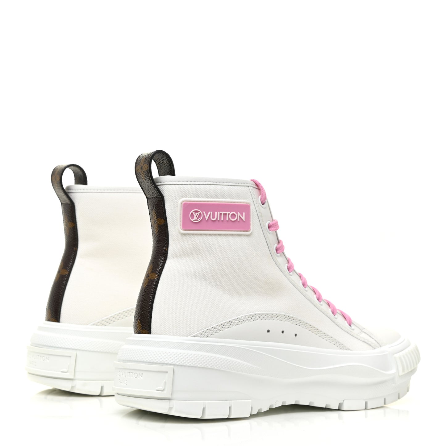 Canvas Monogram LV Squad Sneaker Boots 38 White Pink