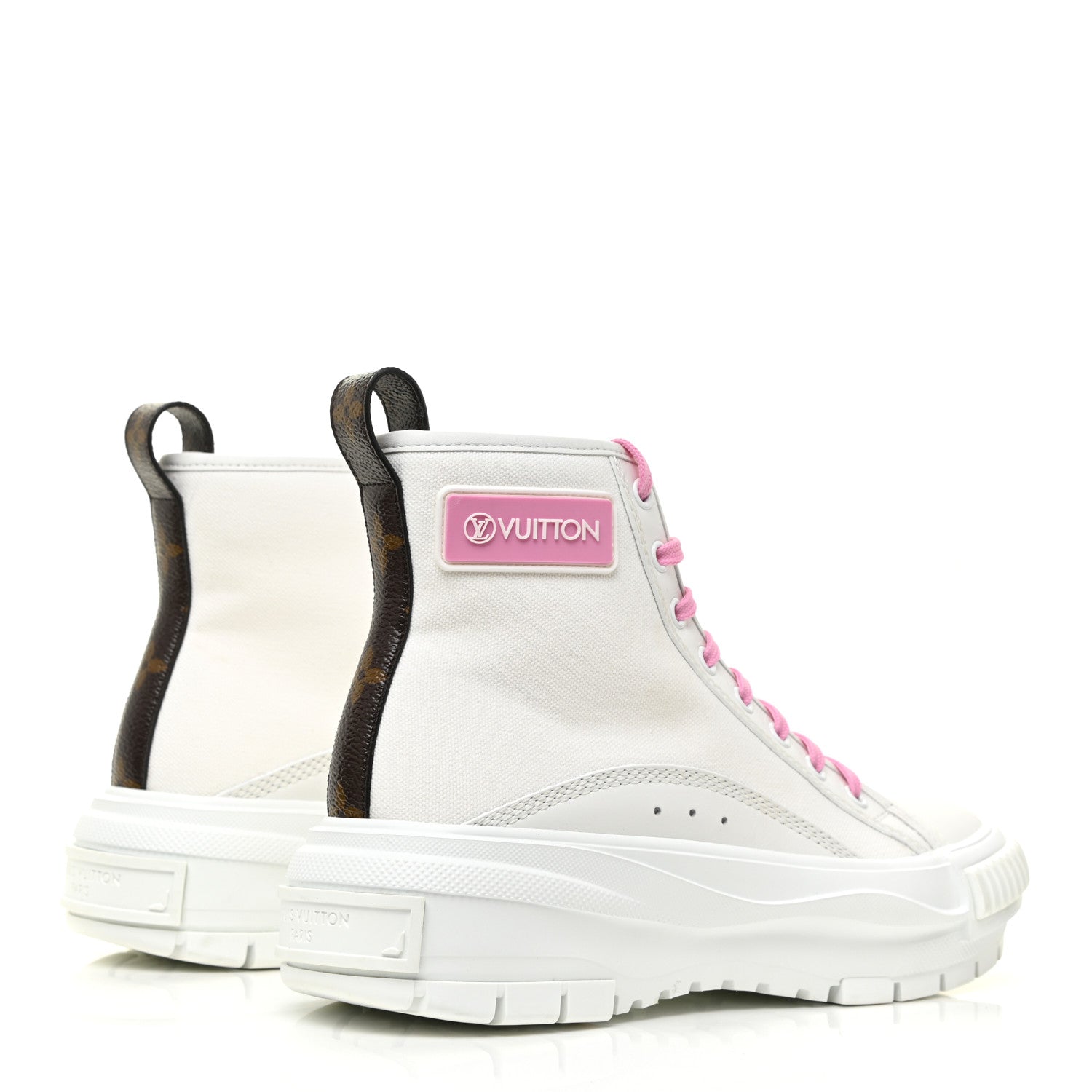 Louis Vuitton Canvas Monogram LV Squad Sneaker Boots 38 White Pink 5 of 13