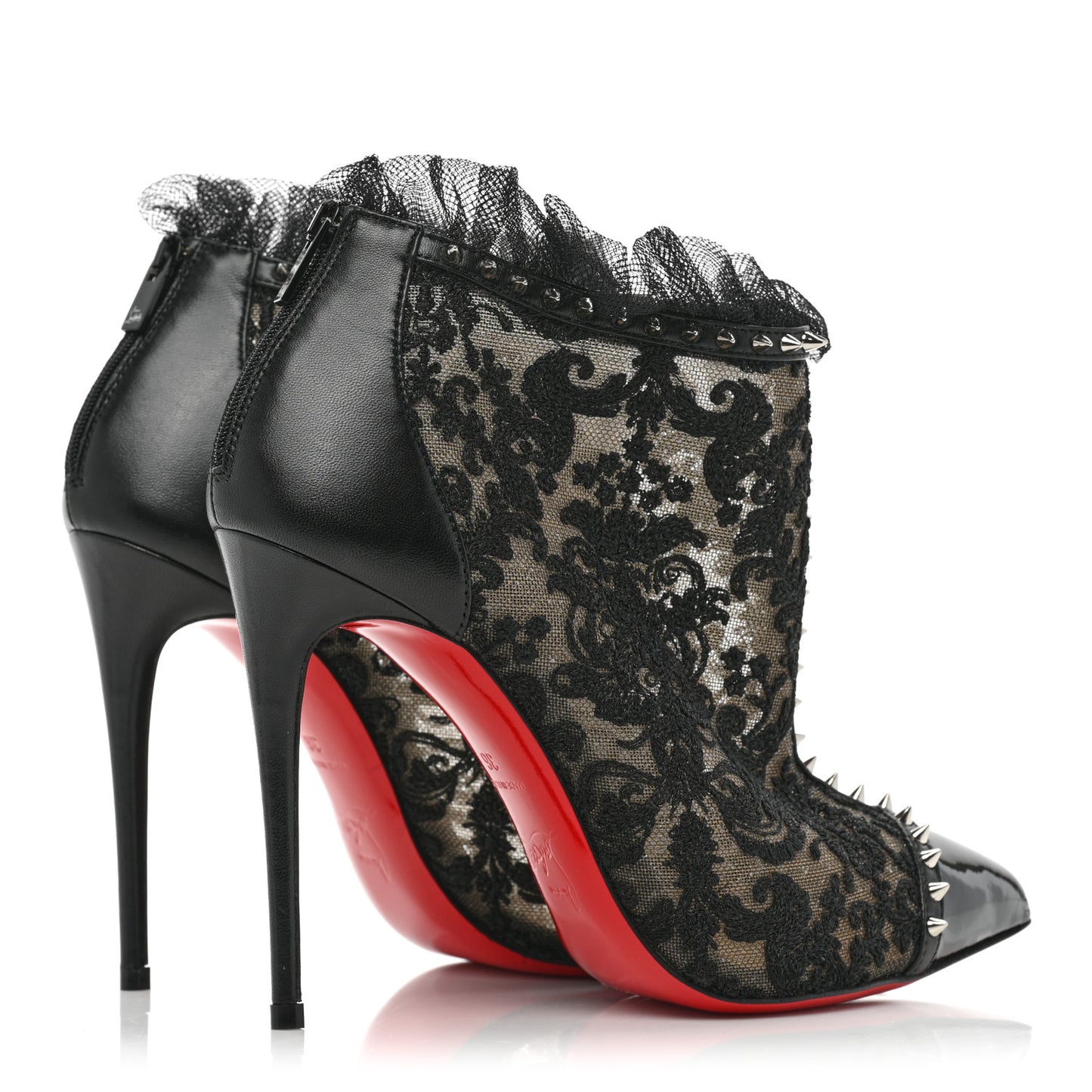 Lace Studded Pigalle 100 Booties 36 Black