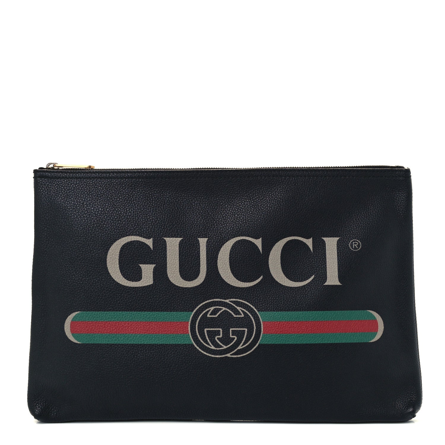 Gucci Pebbled Calfskin Large Logo Portfolio Clutch Black 1 of 11