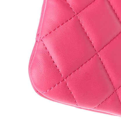 Chanel Lambskin Quilted Medium Cosmetic Case Dark Pink 11 of 14
