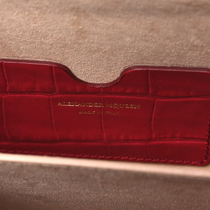 Alexander McQueen Calfskin Crocodile Embossed Box Shoulder Bag 19 Red 6 of 9