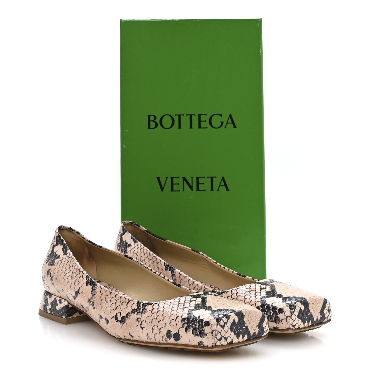 Bottega Veneta Faded Snakeskin Printed Tower Flat 40 Cantaloupe Black 8 of 8
