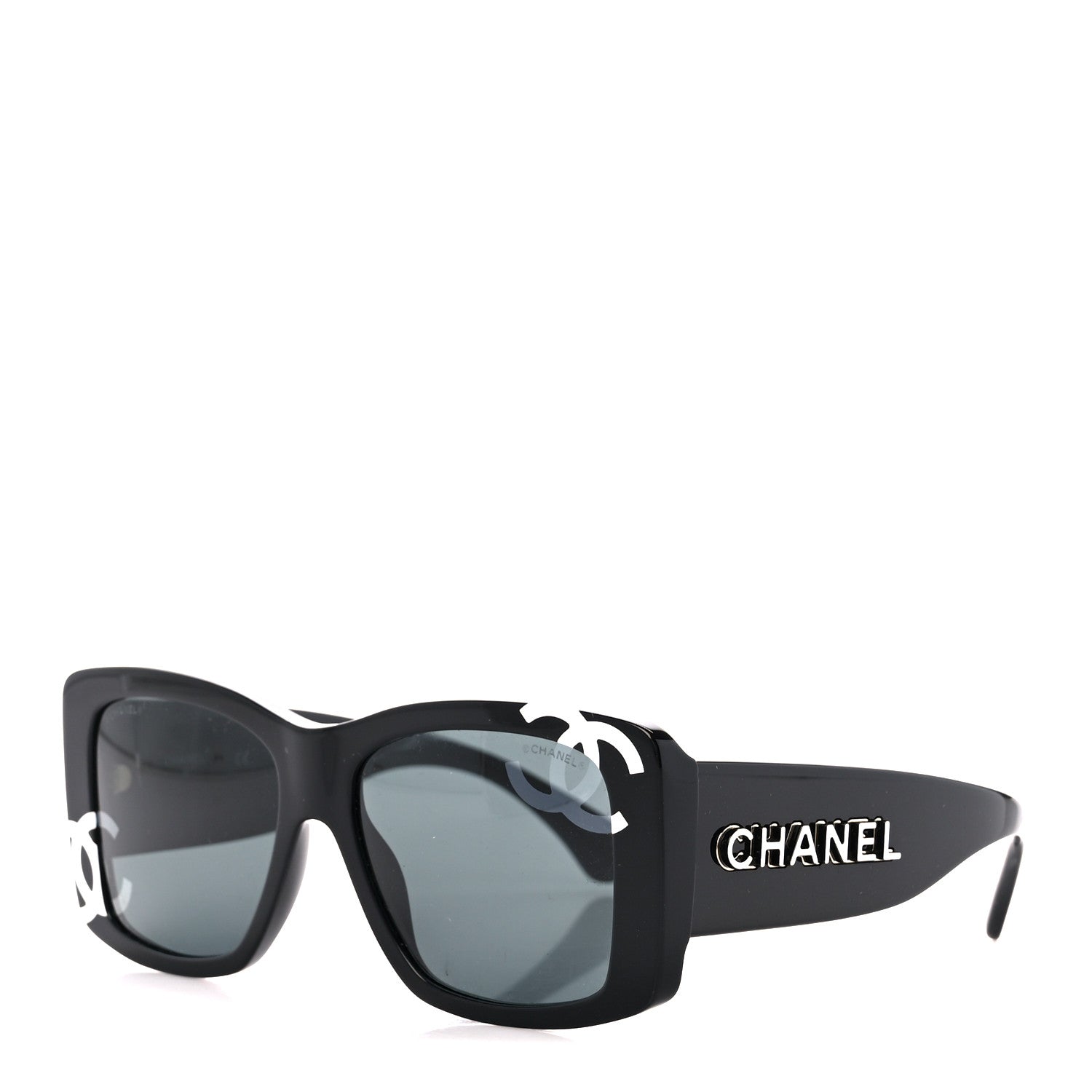 Chanel Acetate CC Logo Square Sunglasses 71472 Black 1 of 8