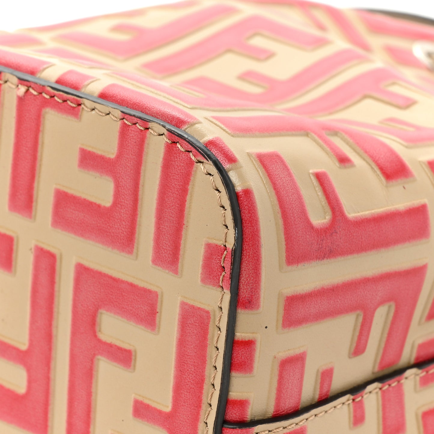 Vitello Liberty F is Fendi FF Embossed Mini Mon Tresor Bucket Bag Amido Fiamma