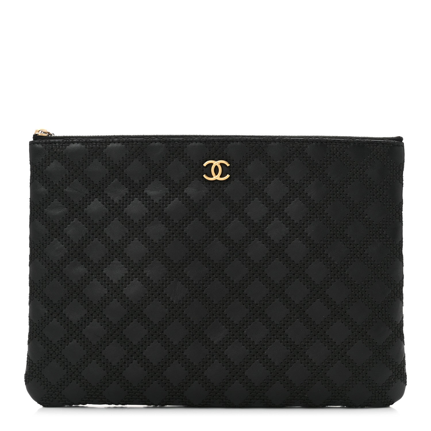 Chanel Lambskin Stitched Quilted Medium Cosmetic Case Black 1 of 7