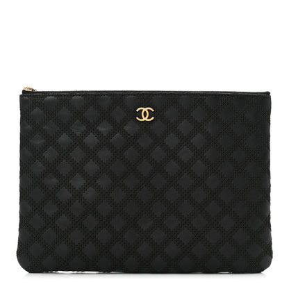 Chanel Lambskin Stitched Quilted Medium Cosmetic Case Black 1 of 7