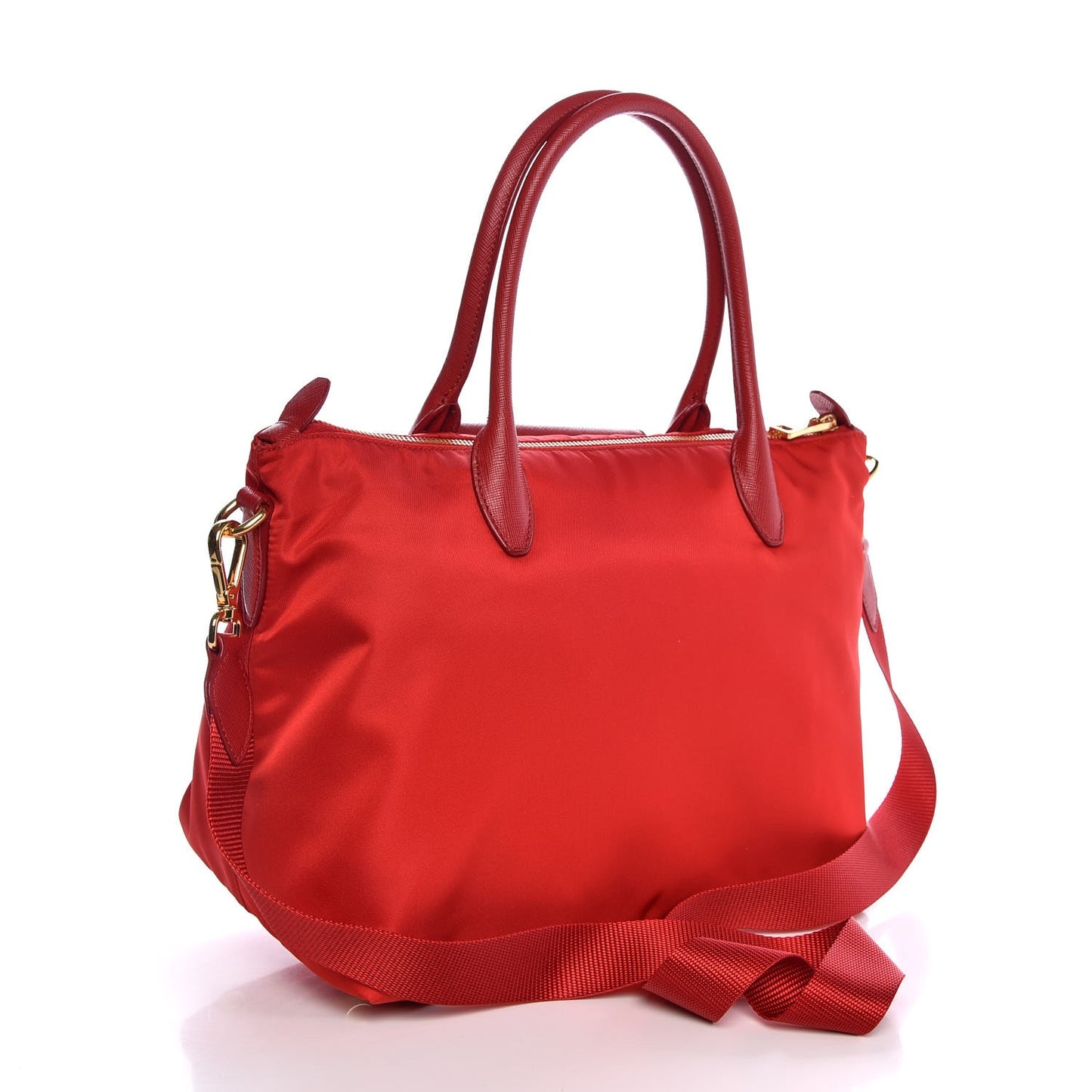 Saffiano Tessuto Nylon Tote Rosso