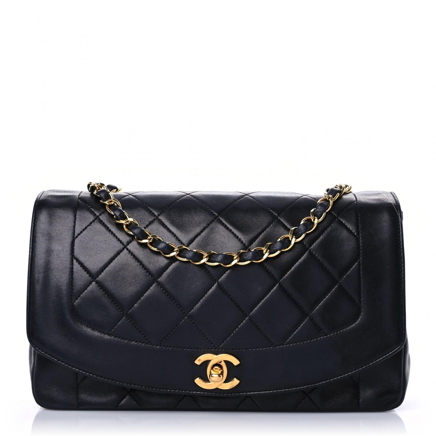 Lambskin Quilted Medium Single Flap Black