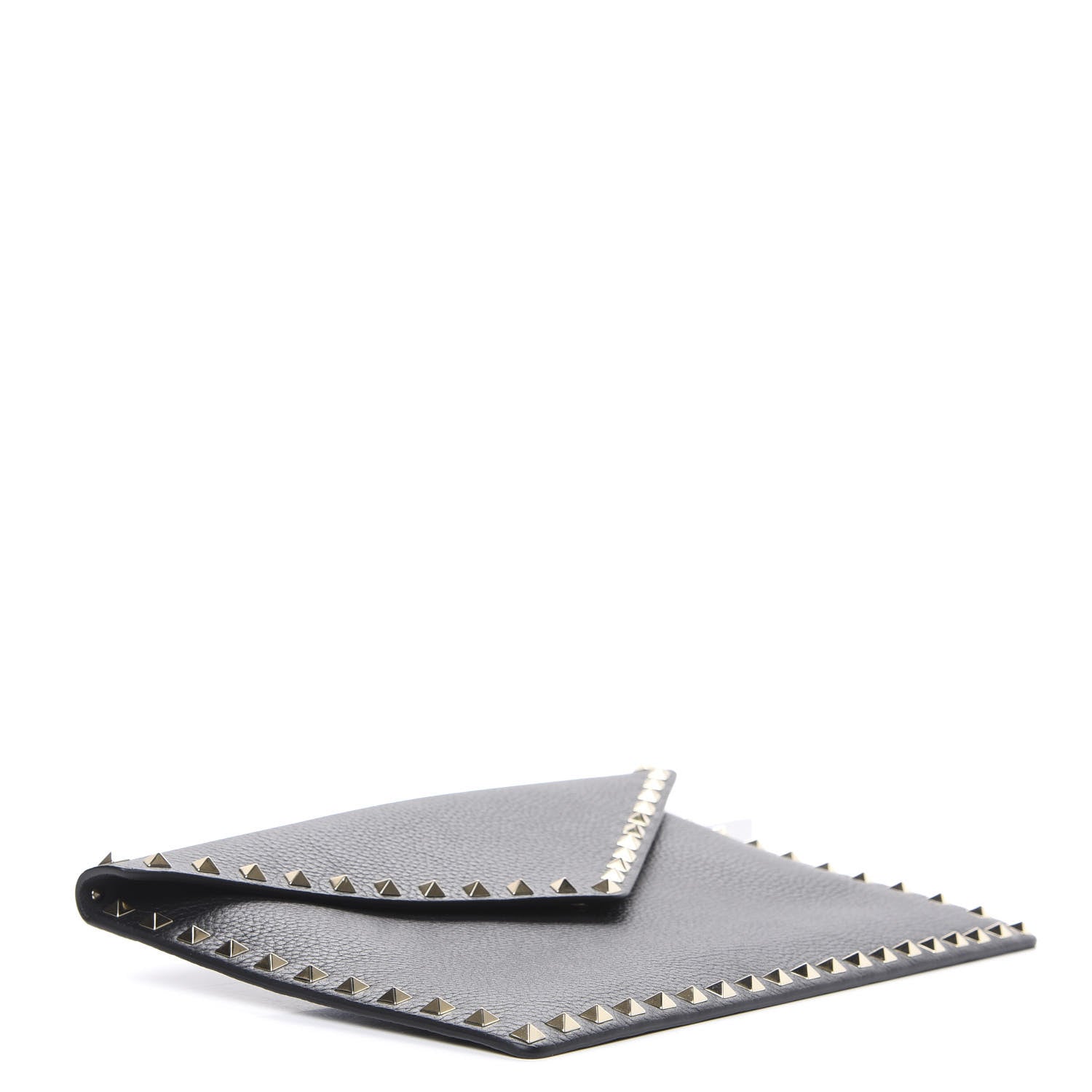 Valentino Garavani Pebbled Calfskin Large Rockstud Envelope Clutch Black 4 of 8