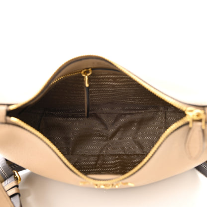 Prada Vitello Phenix Zippered Messenger Hobo Cammeo 5 of 10