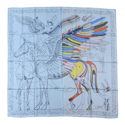 Hermes Silk Le Pegase d'Hermes Cut Wash 140 Scarf Bleu Ciel Jaune 1 of 5