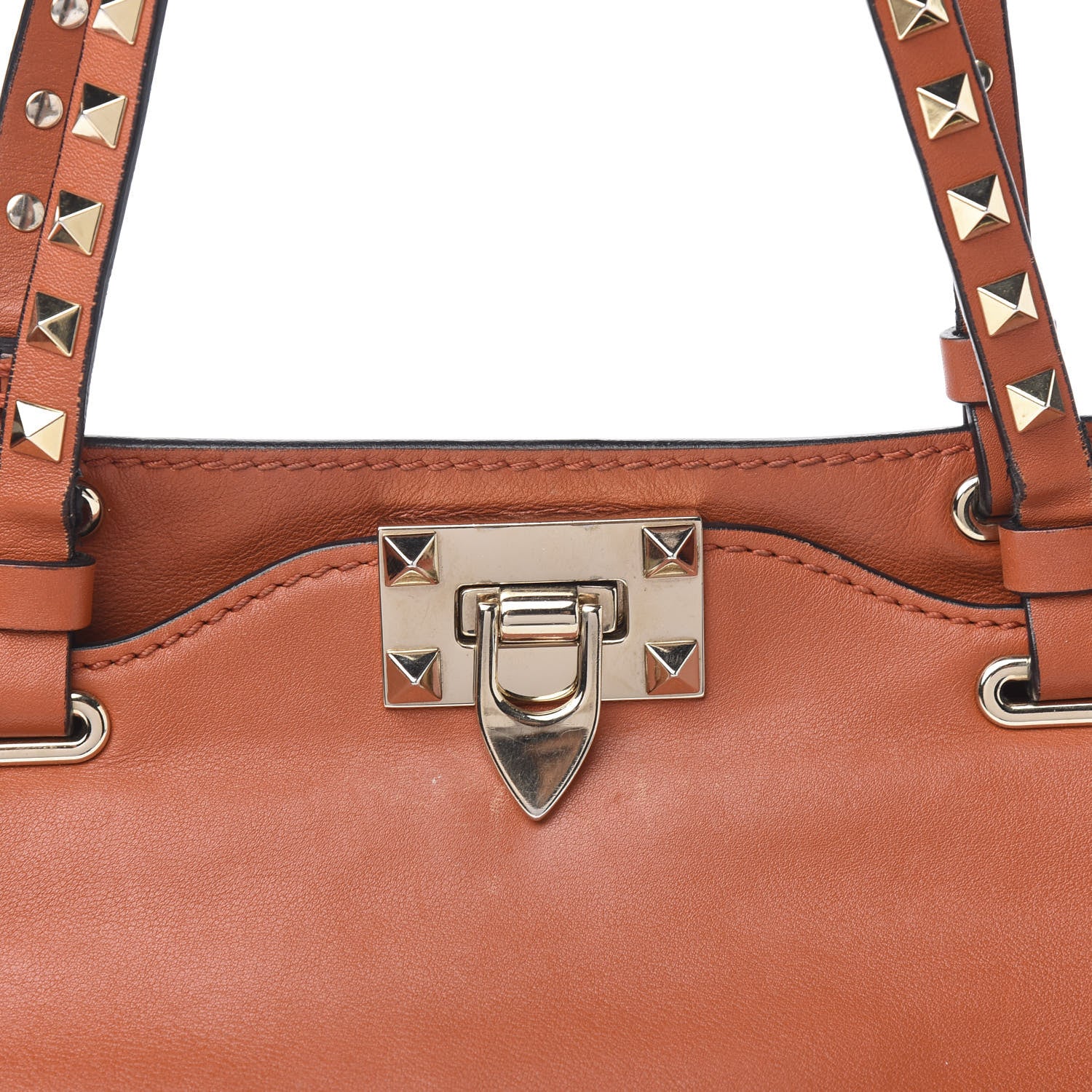 Valentino Garavani Vitello Small Rockstud Tote English Red 9 of 9