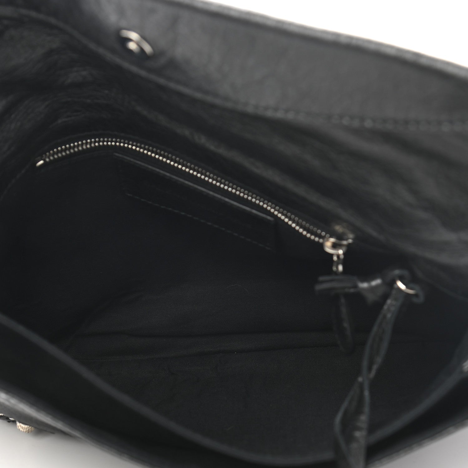 Balenciaga Agneau Giant 12 Silver Hardware Envelope Strap Clutch Black 5 of 8
