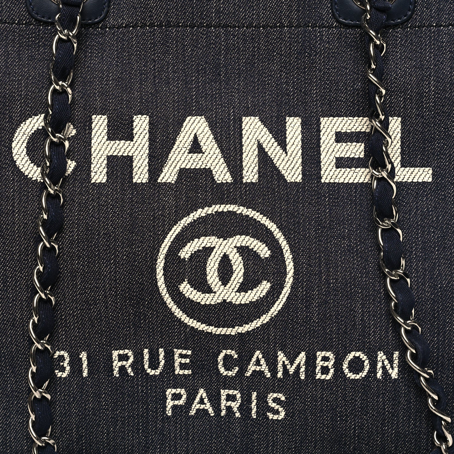 Chanel Denim Medium Deauville Tote Dark Blue 8 of 12