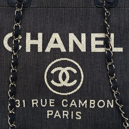 Chanel Denim Medium Deauville Tote Dark Blue 8 of 12
