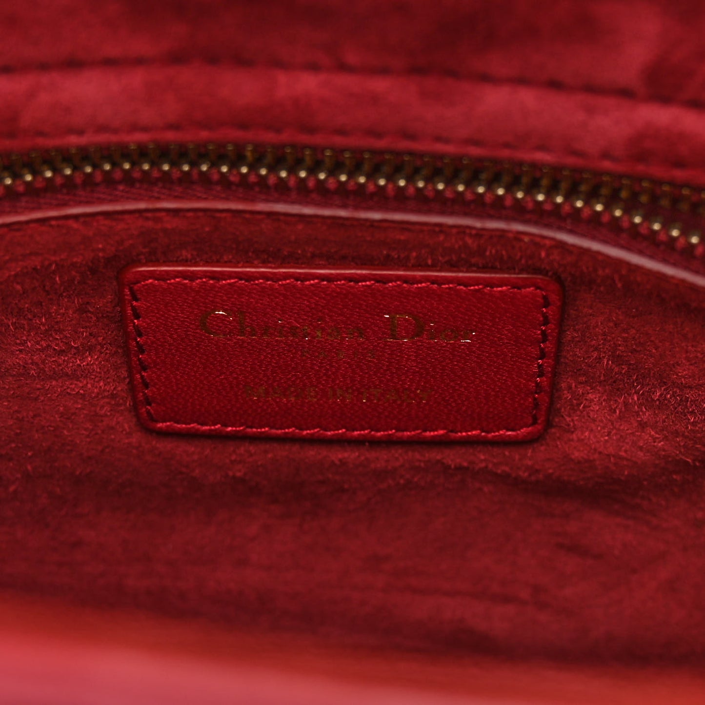 Lambskin Cannage Studded Small Supple Lady Dior Red