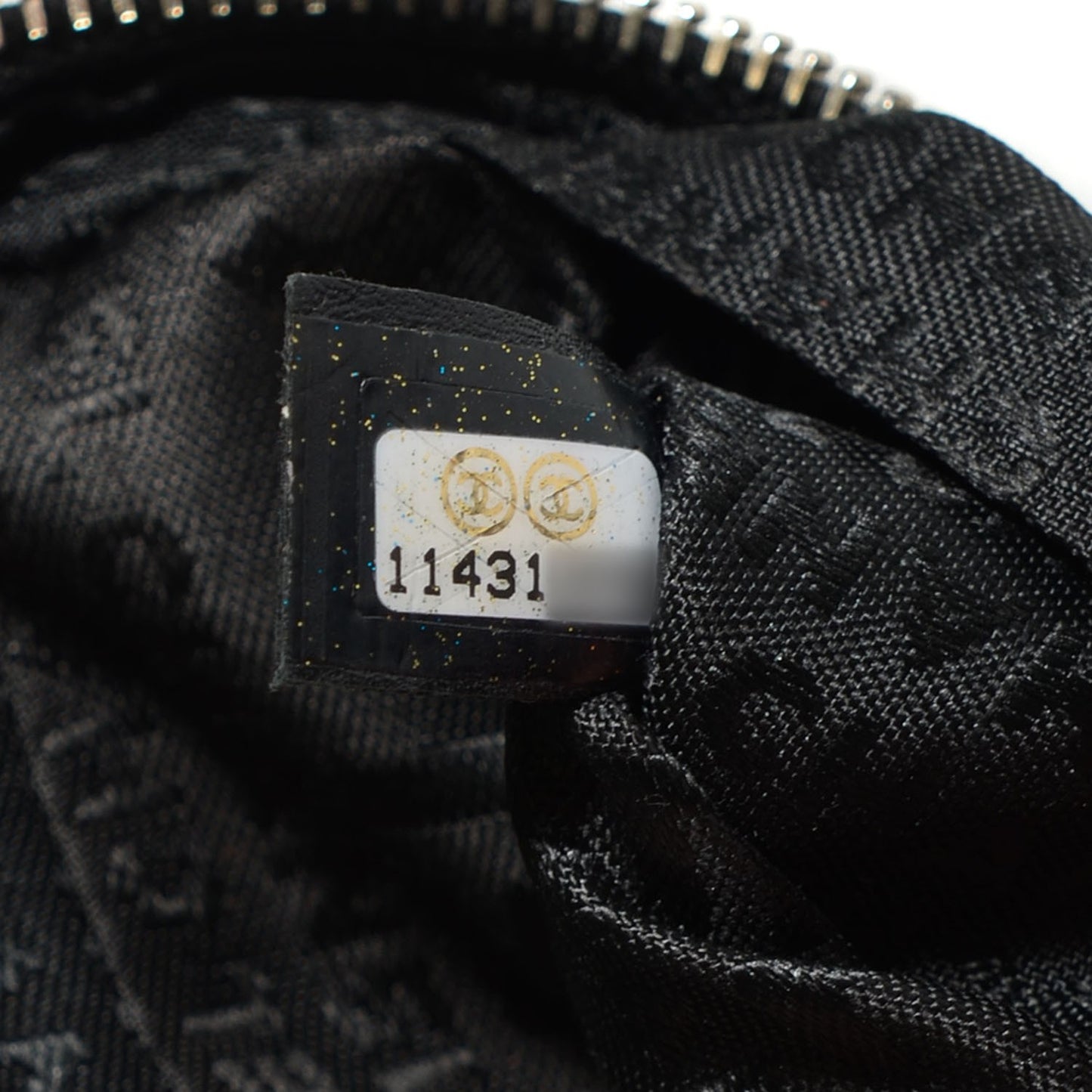 Aged Calfskin Quilted Cambon Cosmetic Case Black