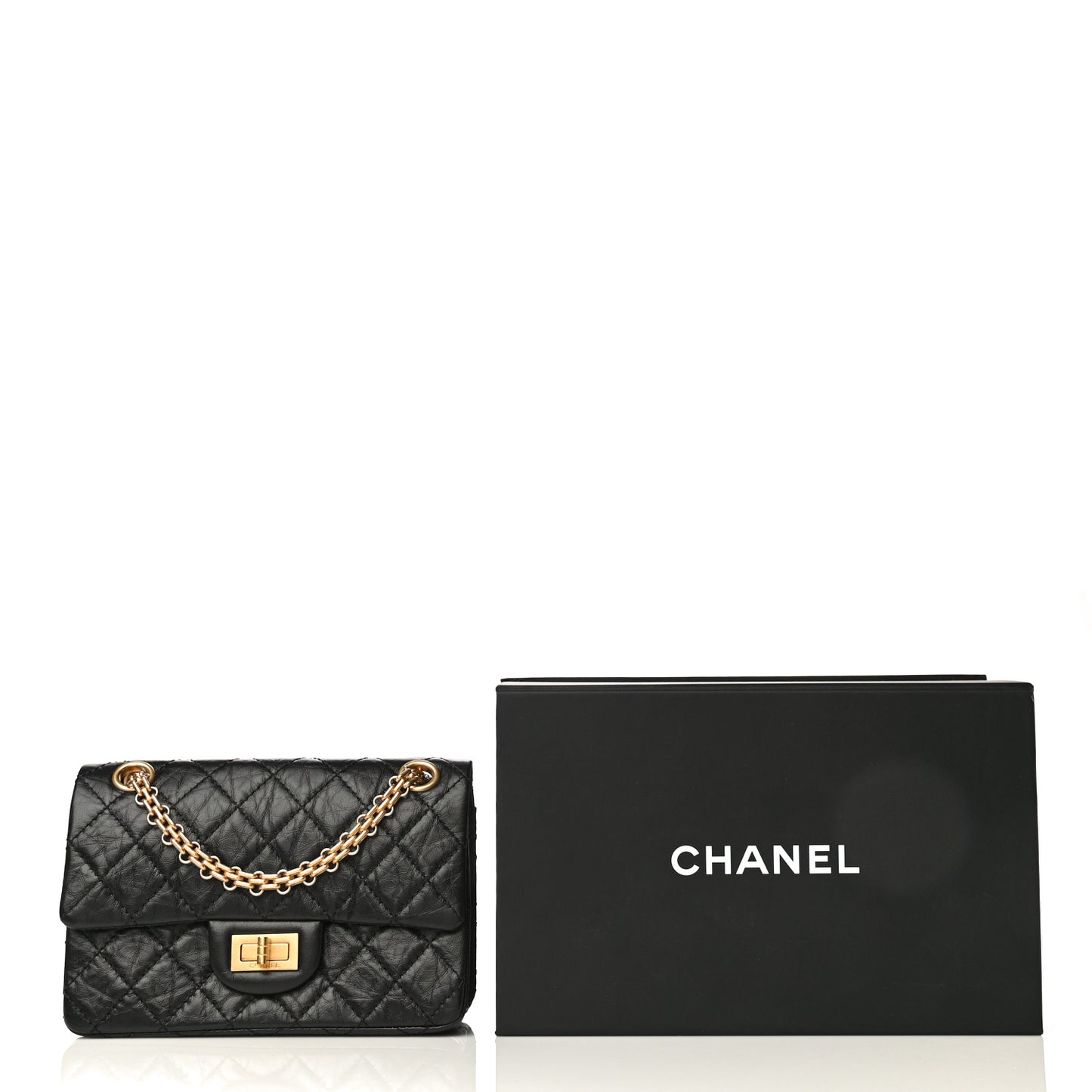 Aged Calfskin Quilted 2.55 Reissue Mini Flap Black
