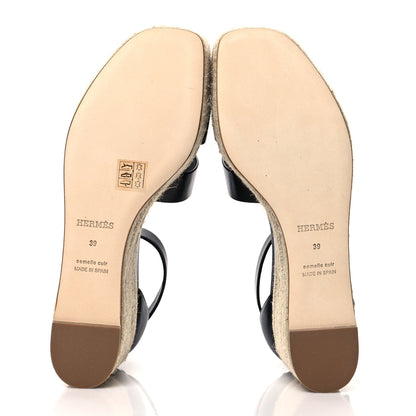 Hermes Goatskin Elda Espadrille Wedge Sandals 39 Black 5 of 8