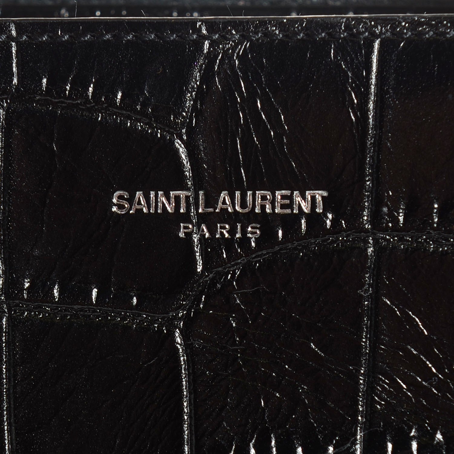 Saint Laurent Crocodile Embossed Medium Cabas Rive Gauche Black 6 of 10