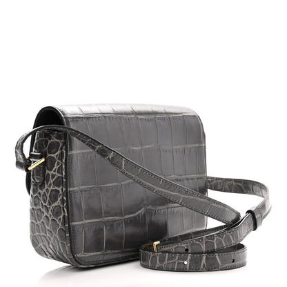 Celine Calfskin Crocodile Embossed Medium Tassel Bag Anthracite 3 of 10