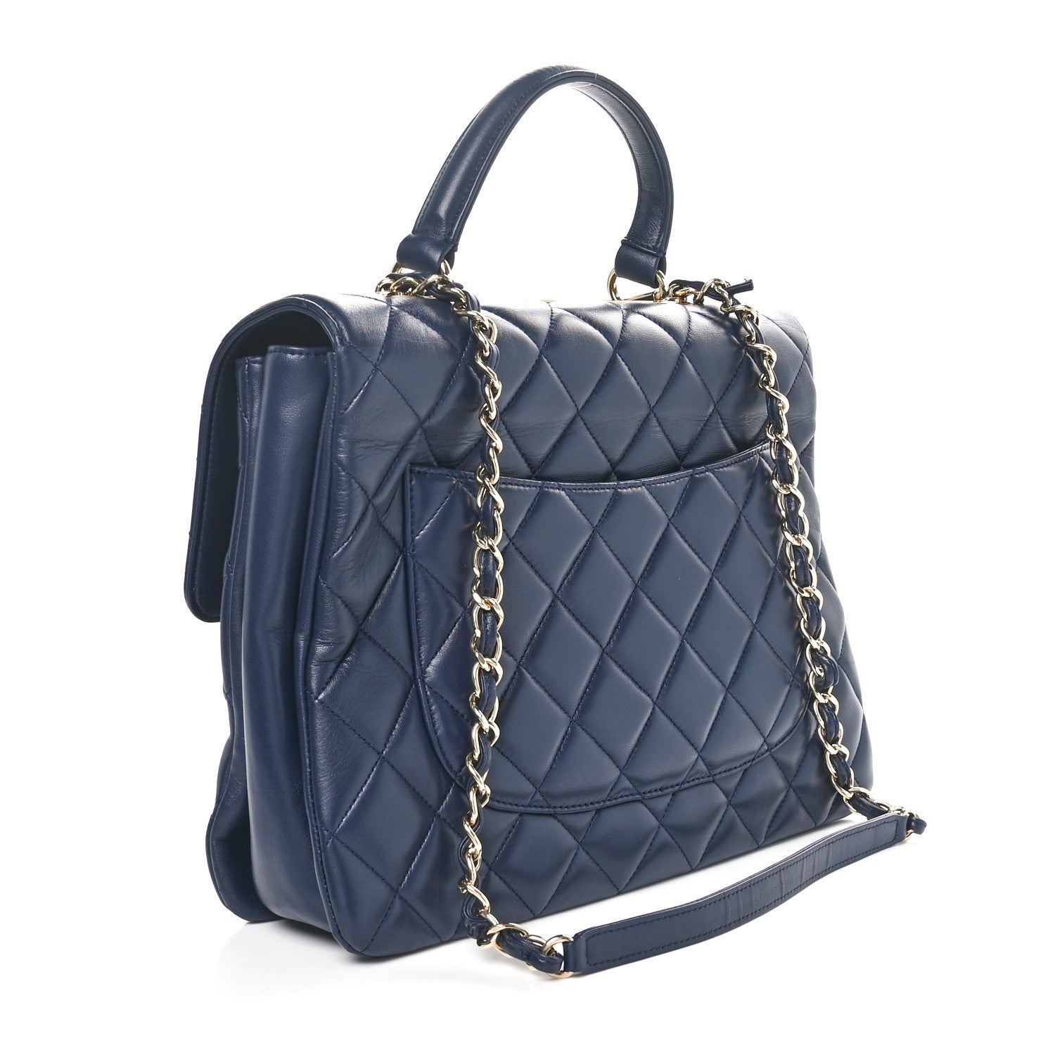 Chanel Lambskin Quilted Large Trendy CC Flap Dual Handle Bag Navy Blue 3 of 10