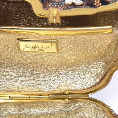 Judith Leiber Swarovski Crystal Leopard Sleeping Cat Minaudiere Clutch Gold Multicolor 7 of 15