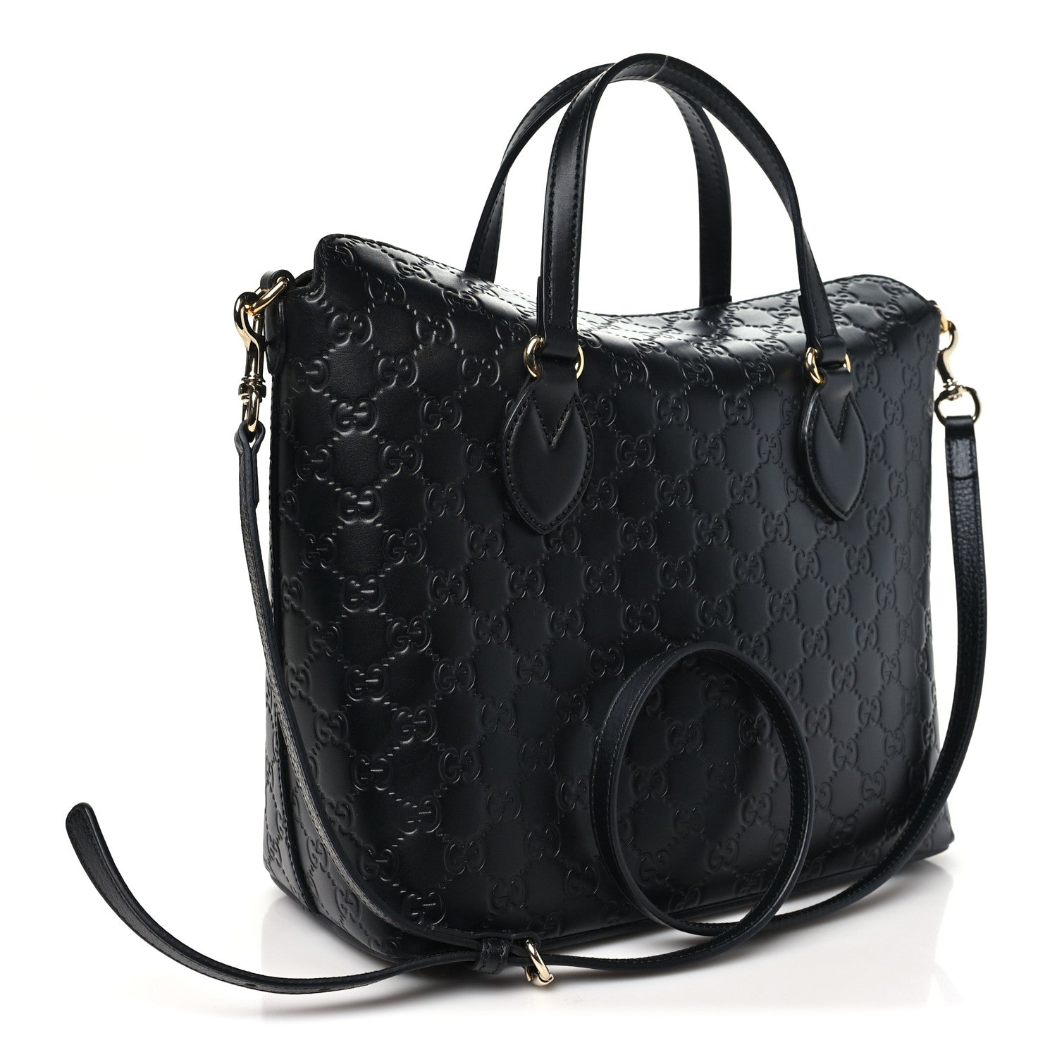 Gucci Guccissima Linea A Foldover Tote Black 3 of 10