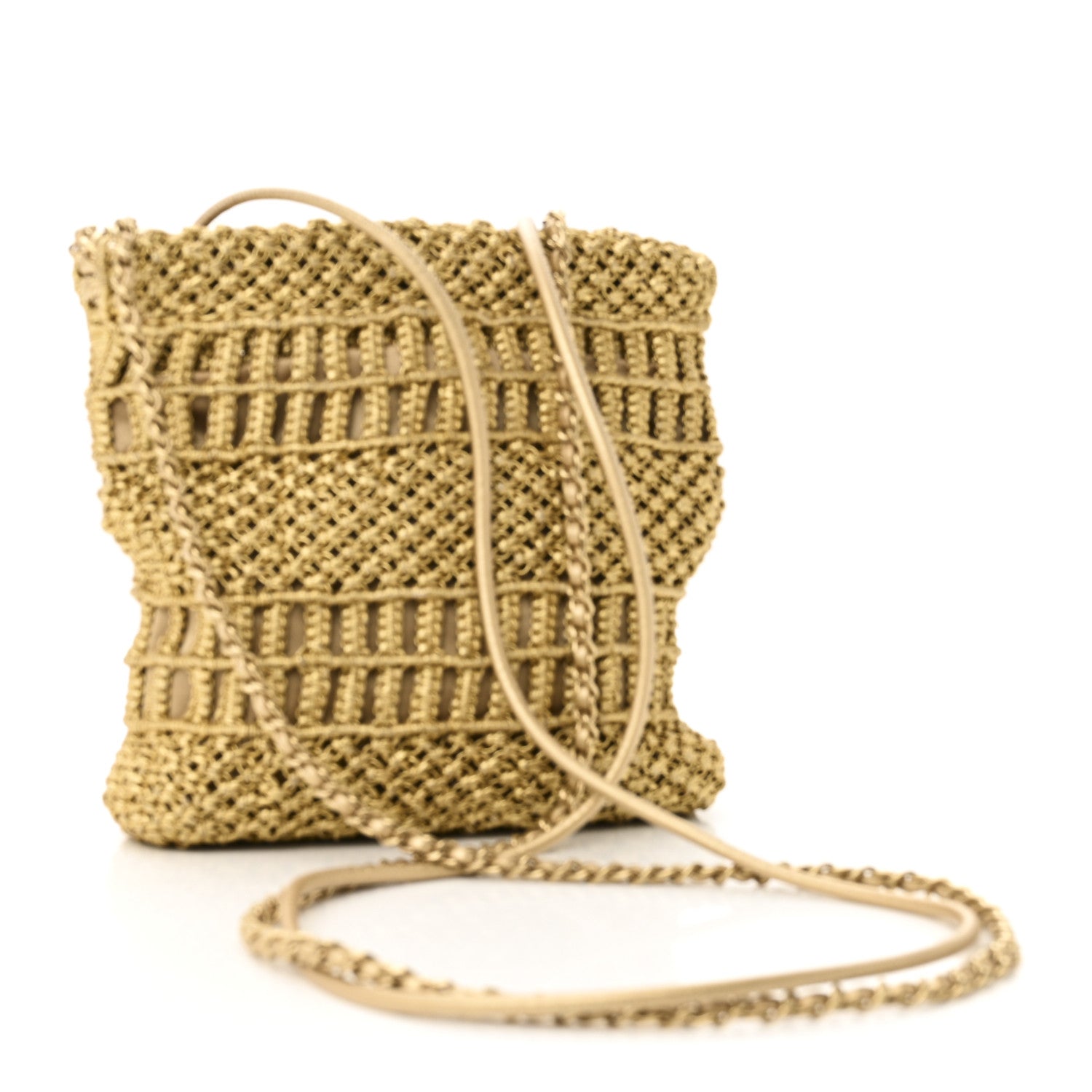 Chanel Metallic Calfskin Macrame Mini Chanel 22 Gold 3 of 10