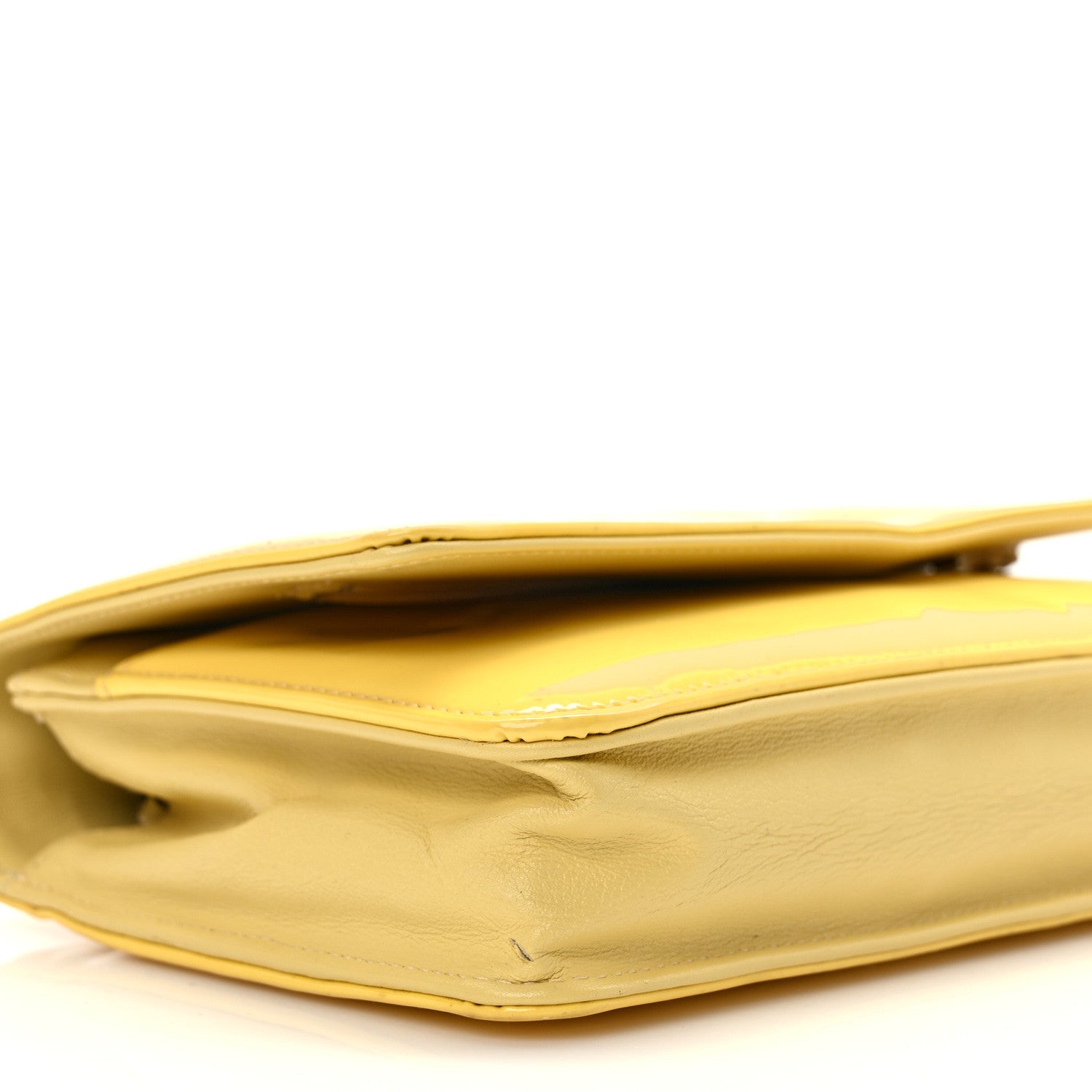 Chanel Patent CC Compact Wallet on Chain WOC Yellow 10 of 13