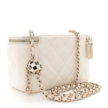 Chanel Lambskin Quilted Enamel CC Pearl Crush Small Vanity Case With Chain White 2 of 11